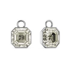 Asscher Mix Charms with Silver Shade Crystals Rhodium Plated