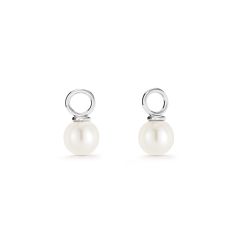 Petite Round Freshwater Pearl Mix Charm Rhodium Plated