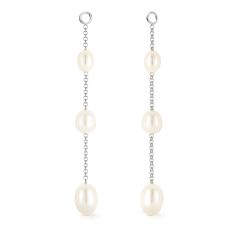 Triple Drop Freshwater Pearl Mix Charm Rhodium plated