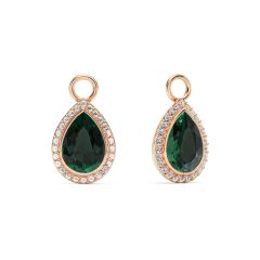 Teardrop Halo Mix Charms Emerald Crystals Rose Gold Plated