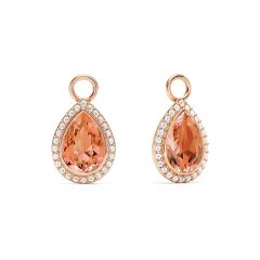 Teardrop Halo Mix Charms Rose Peach Crystals Rose Gold Plated