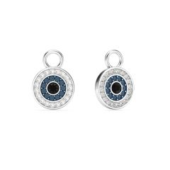 Evil Eye Circle Mix Charms Blue Crystals Rhodium Plated