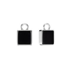 Square Black Onyx Mix Charms Rhodium Plated