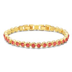 Tennis Bracelet with Swarovski Padparadscha Gold Plated