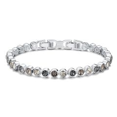 Tennis Bracelet with Swarovski Crystal Silver Shade Rhodium Plated