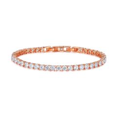 Jazz Tennis Bracelet with 4mm Cubic Zirconia Rose Gold Plated