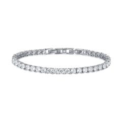 Jazz Tennis Bracelet with 4mm Cubic Zirconia Rhodium Plated