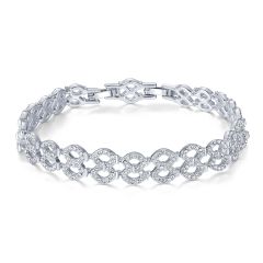 Lace Bracelet w Swarovski Crystals Rhodium Plated