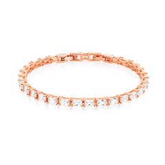 Jazz Tennis Bracelet with Baguette Cut Cubic Zirconia Rose Gold Plated