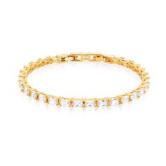 Jazz Tennis Bracelet with Baguette Cut Cubic Zirconia Gold Plated