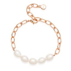 Bold Oval Freshwater Pearl Bracelet Rose Gold Plated