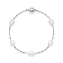 Interlude Small Freshwater Pearl Bracelet Freshwater Pearl Rhodium Plated