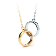 Designer Inspired Interlocking Circles Pendant in Dual Tone