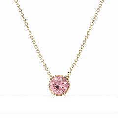 Bella Round 4 carat Necklace Light Rose Crystals Gold Plated