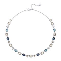 Festival Blue Necklace w Swarovski Crystals Rhodium Plated