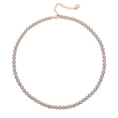 Tennis Necklace w Clear Swarovski Crystals Rose Gold Plated