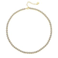 Tennis Necklace w Clear Swarovski Crystals Gold Plated