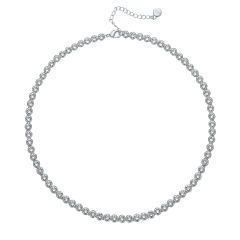 Tennis Necklace w Clear Swarovski Crystals Rhodium Plated