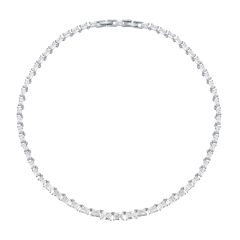 Jazz Tennis Necklace w Baguette Cut Cubic Zirconia Rhodium Plated