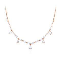 Louison Layer Necklace w Cubic Zirconia Rose Gold Plated