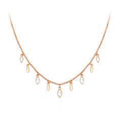 Mayfly Layer Necklace w Swarovski Crystals Rose Gold Plated