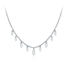 Mayfly Layer Necklace w Swarovski Crystals Rhodium Plated