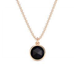 Round Rose Cut Black Onyx Pendant Rose Gold Plated