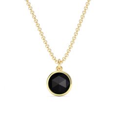 Round Rose Cut Black Onyx Pendant Gold Plated