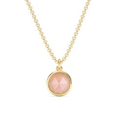 Round Rose Cut Rose Quartz Pendant Gold Plated