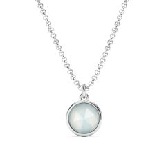 Round Rose Cut Amazonite Pendant Rhodium Plated