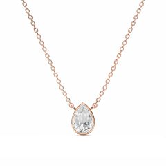 Teardrop Necklace Clear Crystals Rose Gold Plated