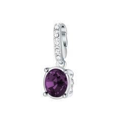 Affinity Aquarius Birthstone Charm made with Clear Amethyst Crystals Rhodium Plated