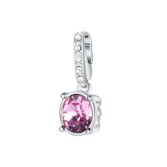 Affinity Gemini Birthstone Charm made with Light Amethyst Crystals Rhodium Plated