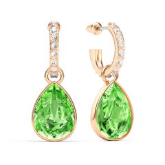 Statement Teardrop Peridot Crystals Drop Earrings Rose Gold Plated