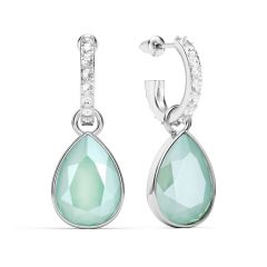 Statement Teardrop Crystal Mint Green Crystals Drop Earrings Rhodium Plated