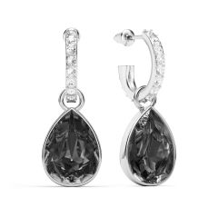 Statement Teardrop Crystal Silver Night Crystals Drop Earrings Rhodium Plated