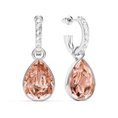 Statement Teardrop Vintage Rose Crystals Drop Earrings Rhodium Plated