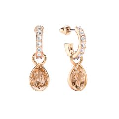 Petite Teardrop Light Peach Crystals Drop Earrings Rose Gold Plated