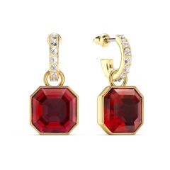 Asscher Scarlet Crystals Drop Earrings Gold Plated