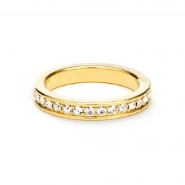 Eternity Round Statement Crystals Ring Gold Plated