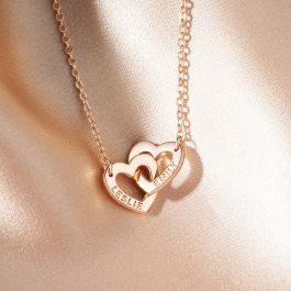 Rose gold online interlocking heart necklace